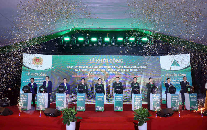 Khởi công Dự án xây dựng nhà ở cho lực lượng vũ trang CAND tại xã Vĩnh Thanh và xã Sơn Đồng và TP Hà Nội -1