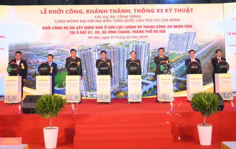 Khởi công Dự án xây dựng nhà ở cho lực lượng vũ trang CAND tại xã Vĩnh Thanh và xã Sơn Đồng và TP Hà Nội -0