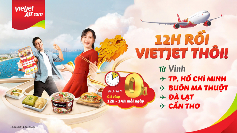 Bay cùng Vietjet đến Vinh: Đón mùa đoàn viên thuận tiện hơn, tận hưởng giá vé chỉ từ 0 đồng -0