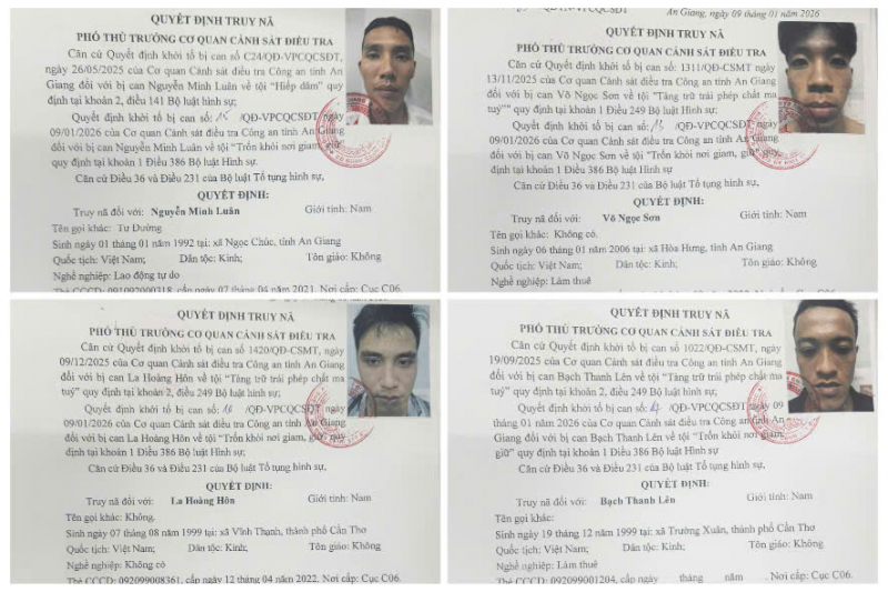 Truy nã 4 đối tượng trốn khỏi nơi giam giữ -0