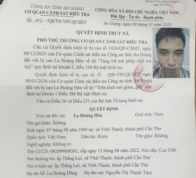 Bắt thêm một đối tượng trốn khỏi trại tạm giam ở An Giang -0