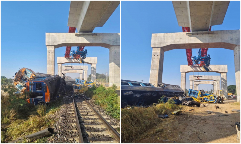 Cần cẩu rơi khiến đoàn tàu trật bánh, hơn 50 người thương vong -0