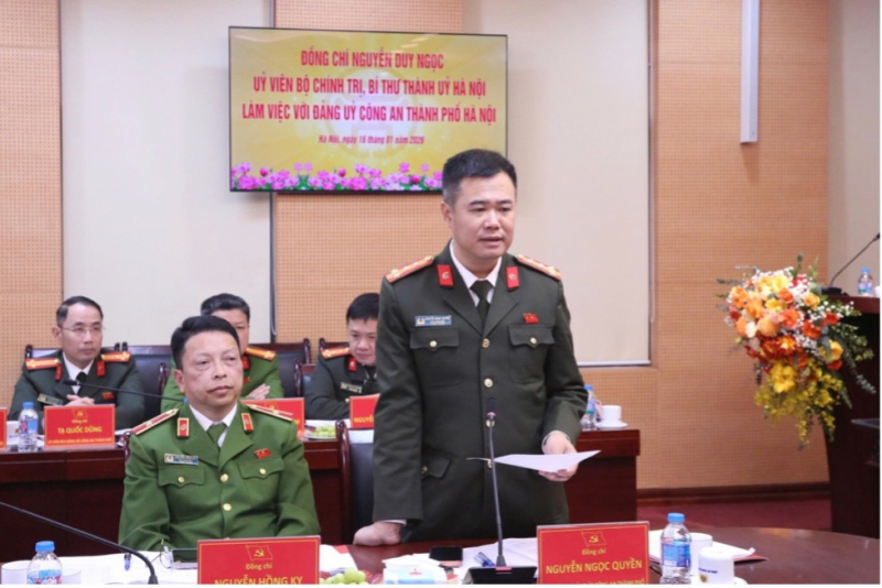 Bí thư Thành ủy Hà Nội làm việc với Đảng ủy Công an thành phố Hà Nội -0