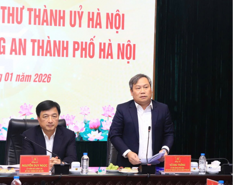 Bí thư Thành ủy Hà Nội làm việc với Đảng ủy Công an thành phố Hà Nội -0