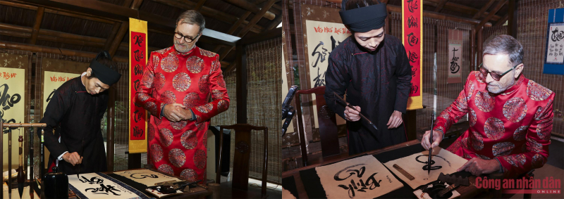 Đại sứ Pháp mặc áo dài trải nghiệm văn hóa Việt tại Văn Miếu -0