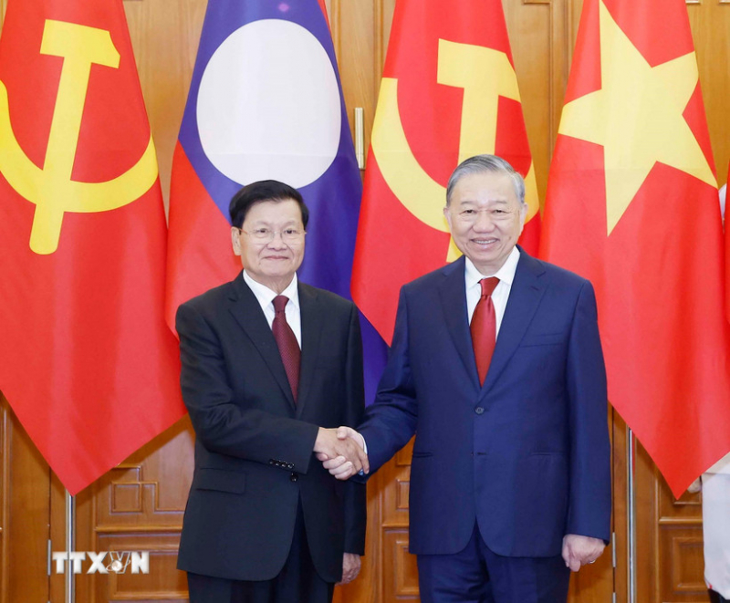 Tổng Bí thư Tô Lâm hội đàm với Tổng Bí thư, Chủ tịch nước Lào Thongloun Sisoulith -0