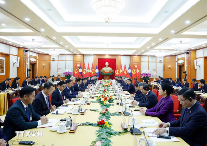 Tổng Bí thư Tô Lâm hội đàm với Tổng Bí thư, Chủ tịch nước Lào Thongloun Sisoulith -0