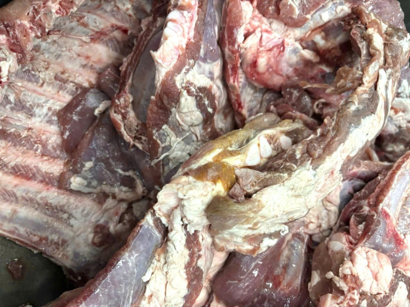 Phụ huynh bất an khi phát hiện thịt heo chuyển màu xanh đưa vào trường học -0