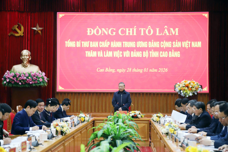 Tổng Bí thư Tô Lâm làm việc với Ban Chấp hành Đảng bộ tỉnh Cao Bằng -0