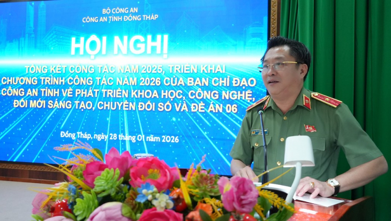 thiếu tướng lâm phước nguyên, giám đốc công an tỉnh, trưởng ban chỉ đạo 57 chỉ đạo tại hội nghị. ảnh trọng tín.jpeg -0