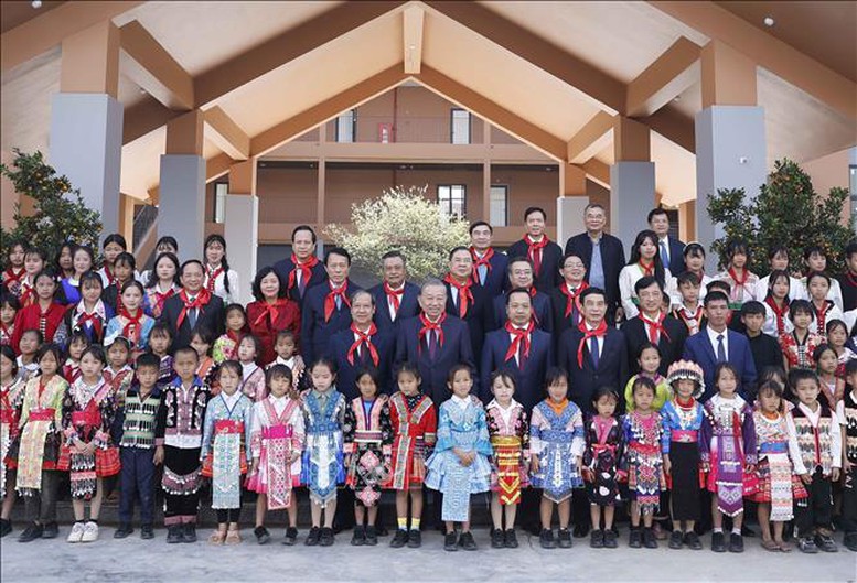 Tổng Bí thư Tô Lâm dự lễ khánh thành trường phổ thông nội trú liên cấp tại Điện Biên -0