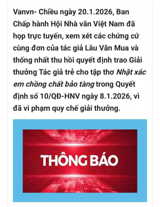 Xung quanh một giải thưởng văn chương bị thu hồi -0
