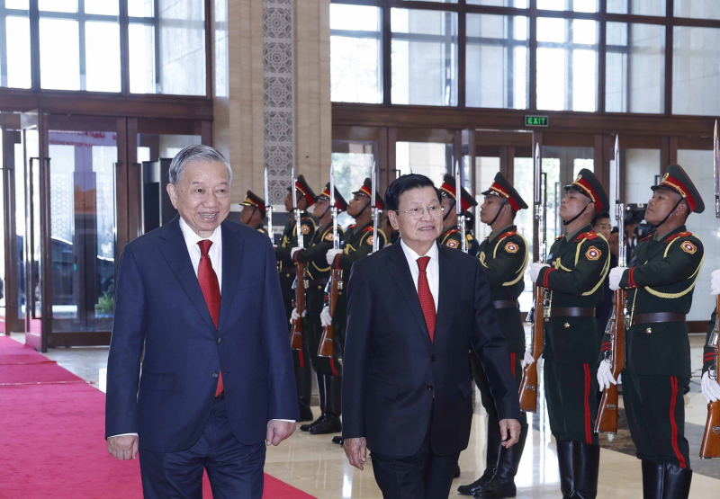 Tổng Bí thư Tô Lâm và Tổng Bí thư, Chủ tịch nước Lào chủ trì Hội nghị thông báo kết quả Đại hội XIV của Đảng Cộng sản Việt Nam -0