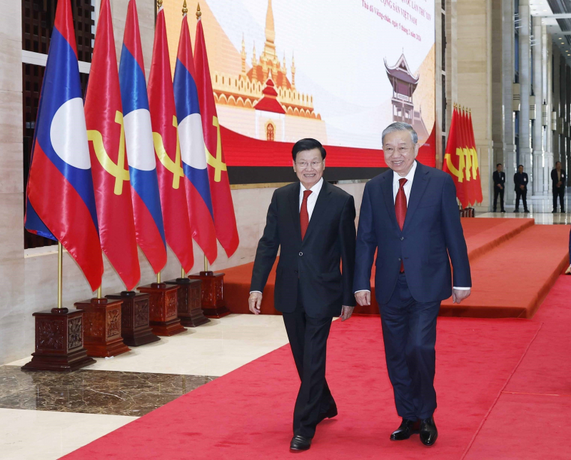 Tổng Bí thư Tô Lâm và Tổng Bí thư, Chủ tịch nước Lào chủ trì Hội nghị thông báo kết quả Đại hội XIV của Đảng Cộng sản Việt Nam -0