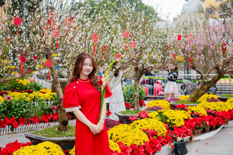 Du khách tấp nập check in không gian hoa xuân ấn tượng giữa lòng Hà Nội -0