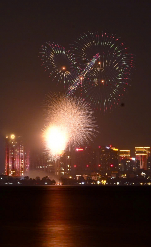 Pháo hoa rực rỡ thắp sáng bầu trời Thủ đô trong đêm Giao thừa -0