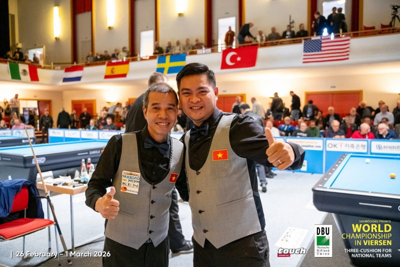 Việt Nam vô địch Giải billiard carom 3 băng đồng đội thế giới 2026 -0
