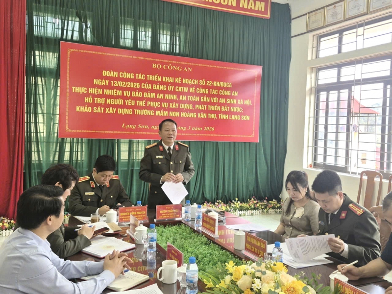 Rà soát triển khai Kế hoạch 22 của Đảng ủy Công an Trung ương và khảo sát xây trường mầm non Hoàng Văn Thụ tại Lạng Sơn -0