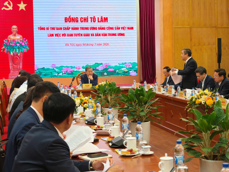 Tổng Bí thư Tô Lâm làm việc với Ban Tuyên giáo và Dân vận Trung ương về dự thảo quy định công tác chính trị, tư tưởng -0