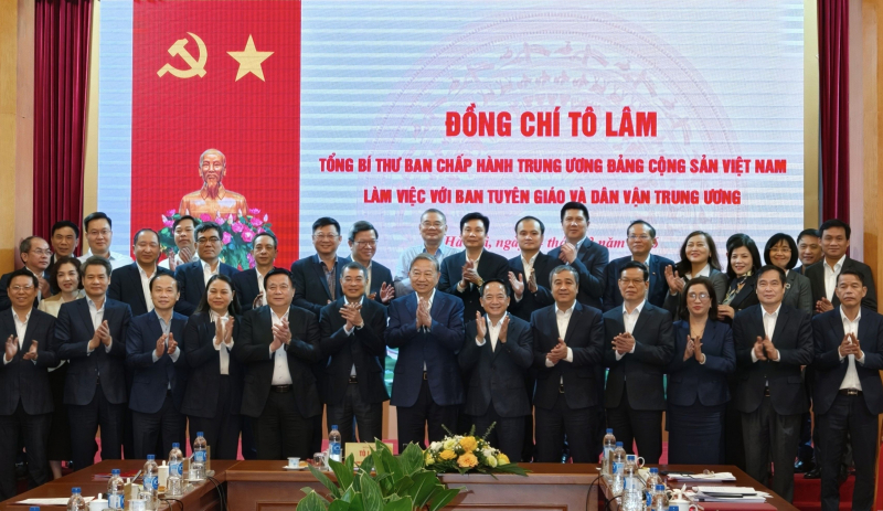 Tổng Bí thư Tô Lâm làm việc với Ban Tuyên giáo và Dân vận Trung ương về dự thảo quy định công tác chính trị, tư tưởng -0