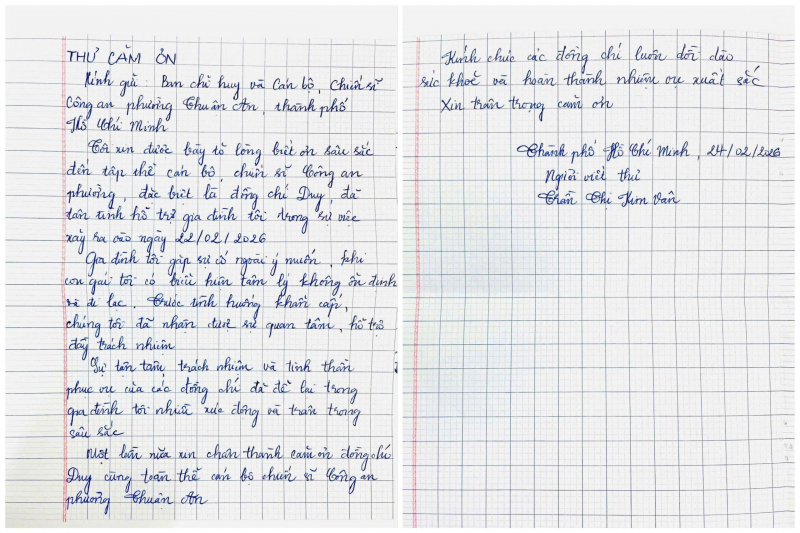 Những lá thư cảm ơn đầy cảm xúc gửi Công an -1