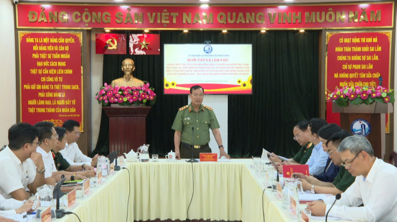 Đoàn công tác của Hội đồng bầu cử Quốc gia kiểm tra công tác bảo đảm ANTT tại TP Hồ Chí Minh -0