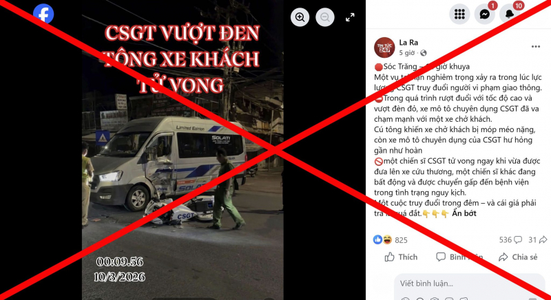 Công an TP Cần Thơ bác bỏ thông tin bịa đặt về CSGT gây tai nạn  -0