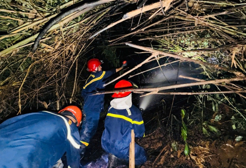 Công an Quảng Trị hỗ trợ Lào dập tắt cháy rừng, bảo vệ khu dân cư -0