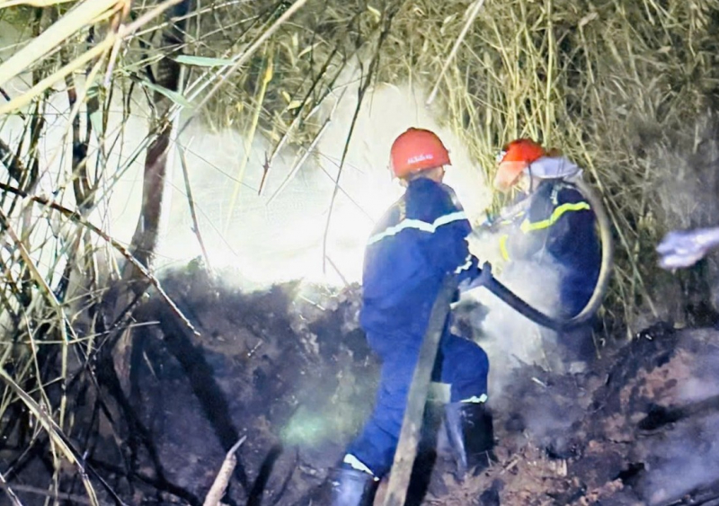 Công an Quảng Trị hỗ trợ Lào dập tắt cháy rừng, bảo vệ khu dân cư -0