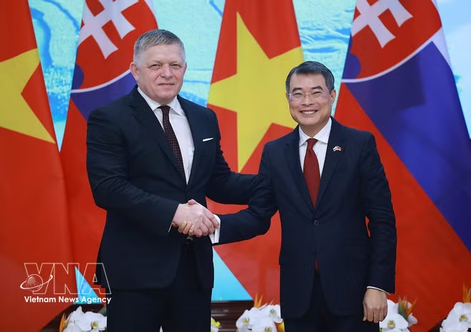 Vietnamese, Slovak PMs witness exchange of documents, chair joint press briefing -0