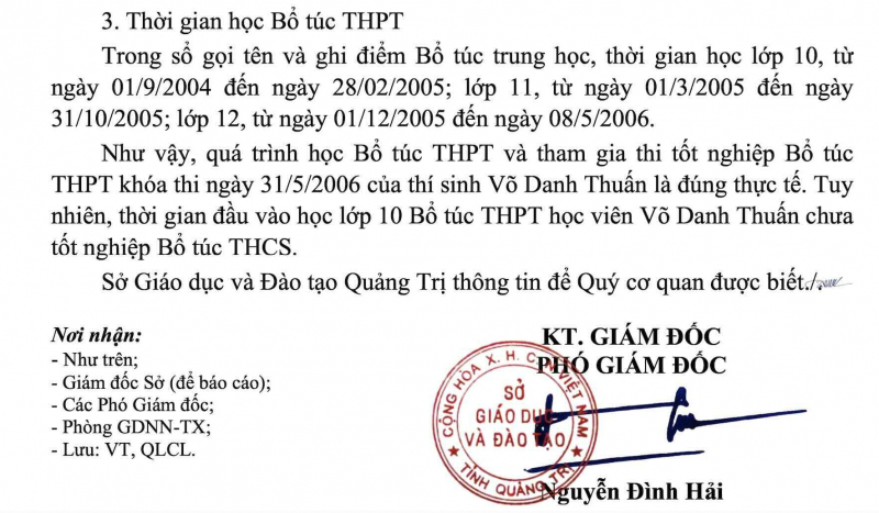 Cần giải quyết dứt điểm việc Chủ tịch UBMT xã chưa có bằng THCS đã vào học THPT ở Quảng Trị -0
