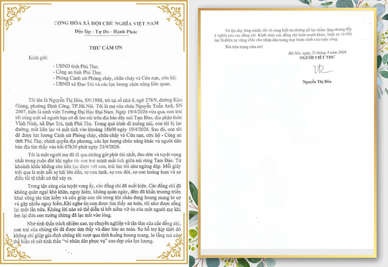 Lá thư từ trái tim người mẹ sau hành trình tìm con bị lạc giữa núi rừng Tam Đảo -2