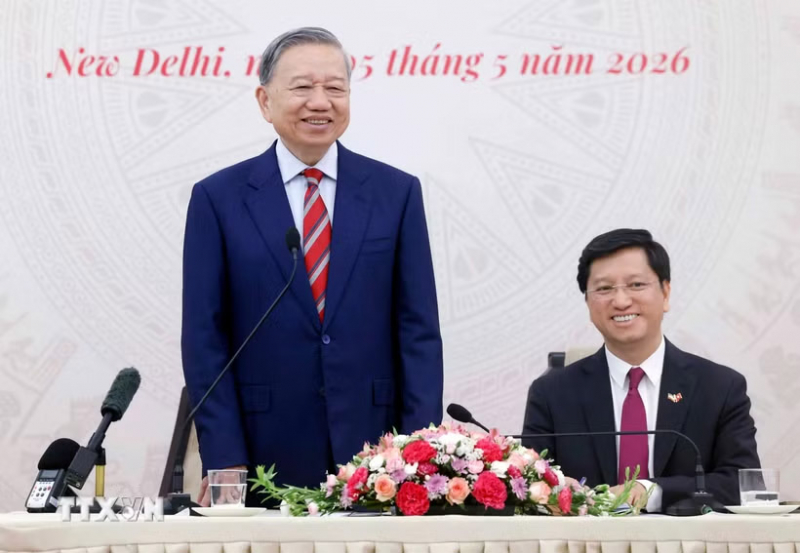 Tổng Bí thư, Chủ tịch nước Tô Lâm gặp gỡ cộng đồng người Việt Nam tại Ấn Độ -0