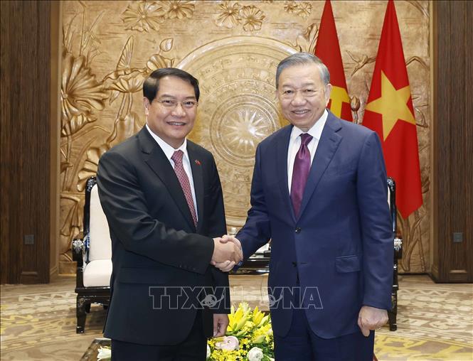 Tổng Bí thư, Chủ tịch nước Tô Lâm tiếp Bí thư Thành ủy, Chủ tịch Hội đồng nhân dân Thủ đô Viêng Chăn (Lào) -0