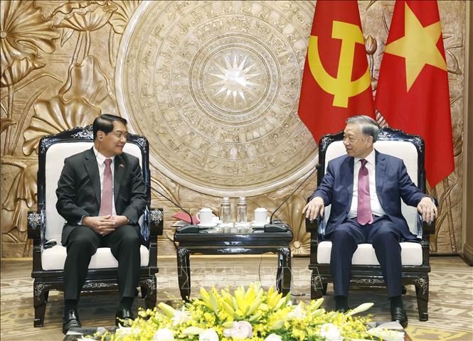 Tổng Bí thư, Chủ tịch nước Tô Lâm tiếp Bí thư Thành ủy, Chủ tịch Hội đồng nhân dân Thủ đô Viêng Chăn (Lào) -0