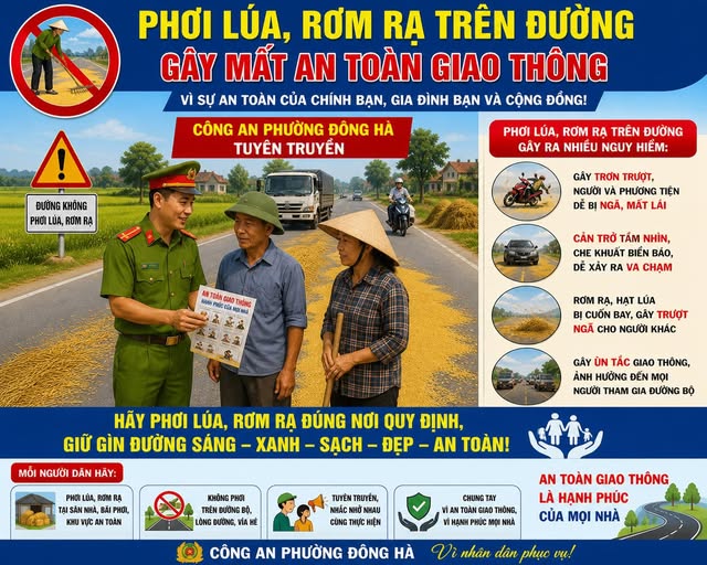 Những hiểm hoạ từ việc người dân phơi thóc trên các tuyến giao thông -0